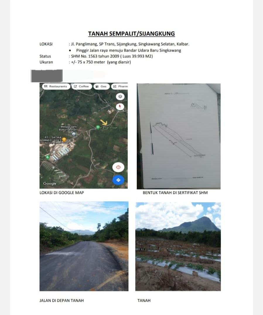 KAVLING DEKAT AIRPORT DI SINGKAWANG